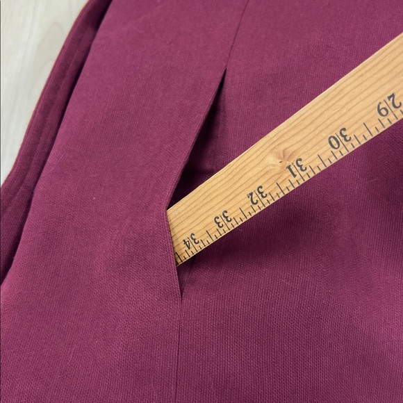 Vintage Laura Scott burgundy tie waist blazer notched collar button close 16 - Picture 13 of 13